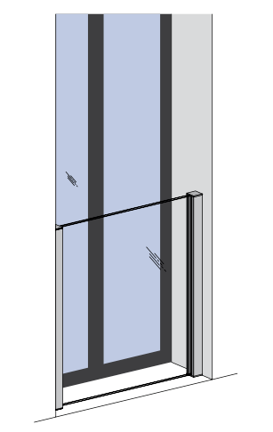 Vue de la pose entre murs - garde-corps fenêtre GLASSFIT FB-10